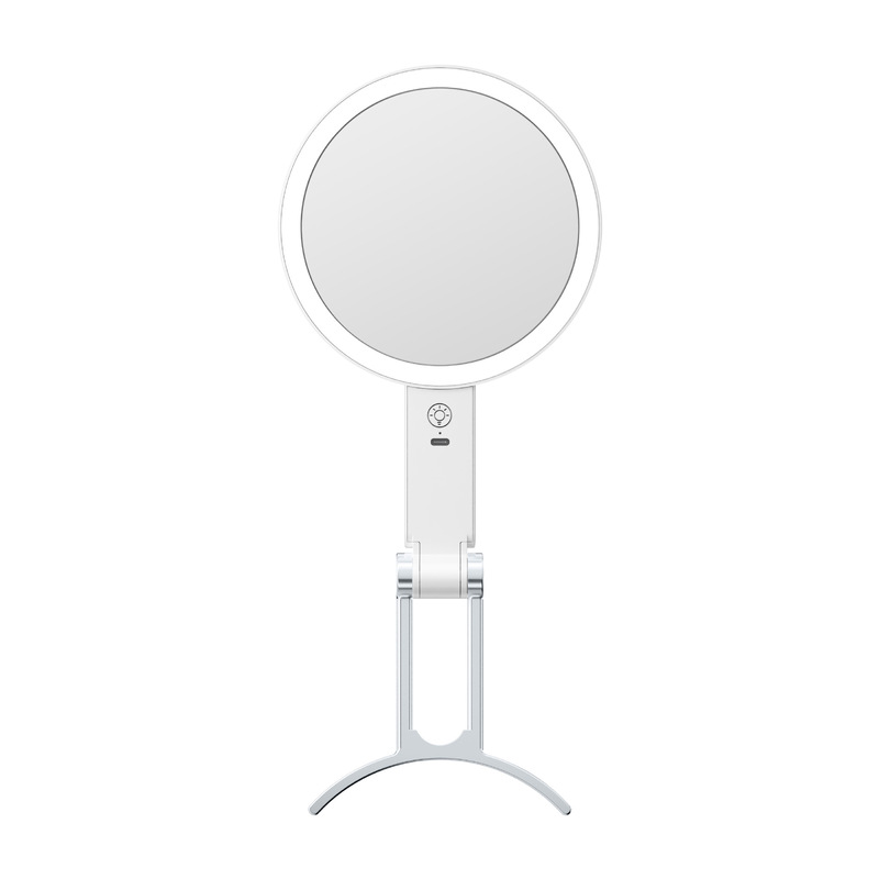 Amazon ポータブルハンドヘルド化粧鏡 5X 両面充電式旅行折りたたみ LED 化粧鏡ライト付き|undefined
