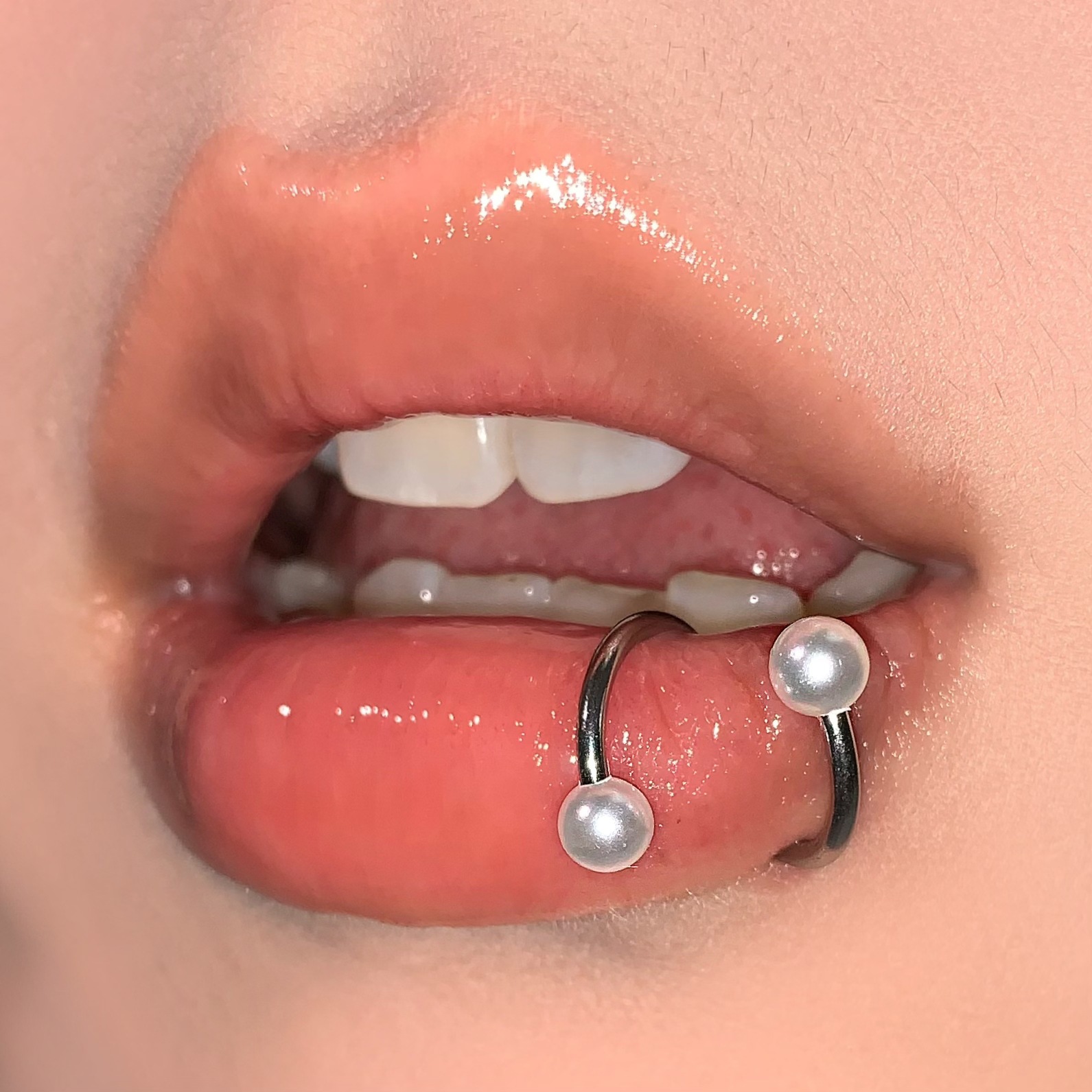 Pointed labret stud close-up product detail