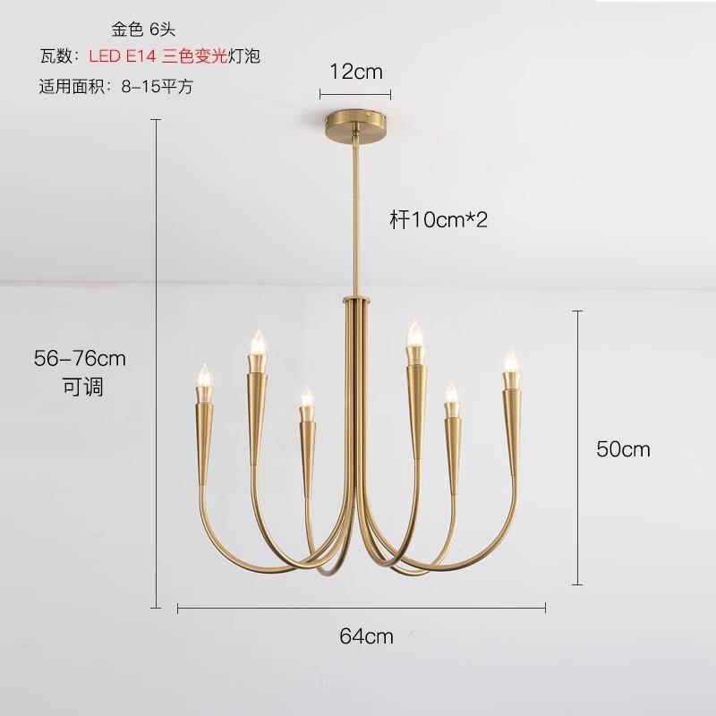 Iluminación principal de la sala de estar nórdica estilo antiguo lujo ligero estilo francés retrógrado diseñador de dormitorio vela de comedor candelabro hierro