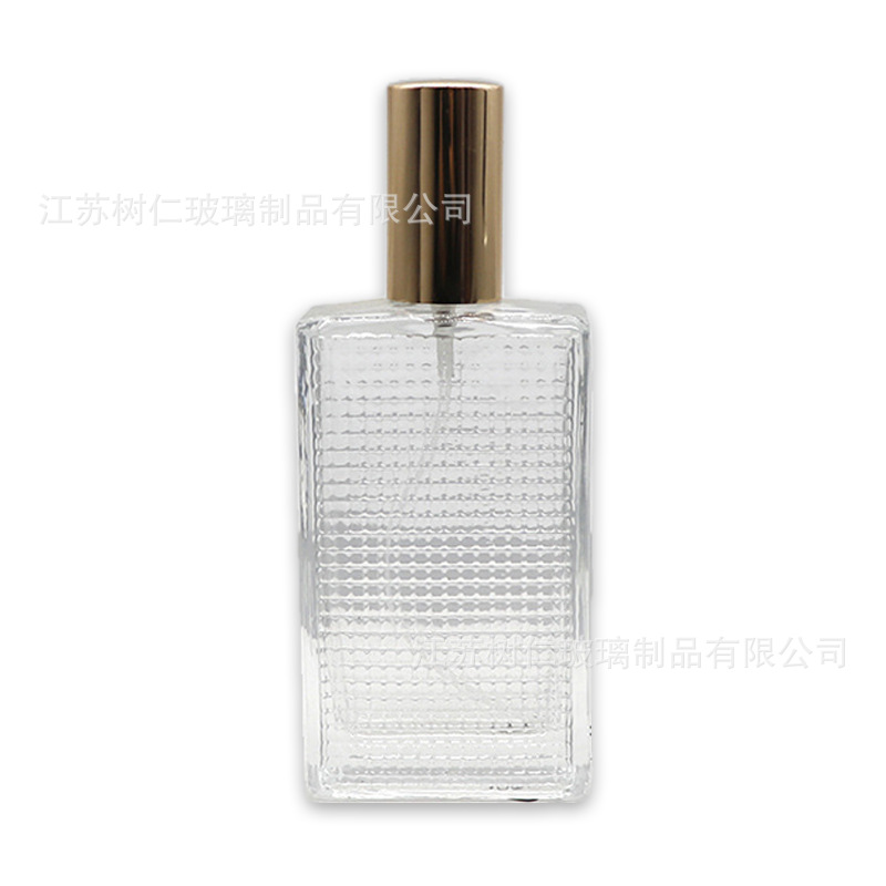 Botellas de perfumes de alta calidad al por mayor botellas de rosca de 50ml 80ml botellas de spray de vidrio cuadrado botellas vacías de muestra de cosméticos