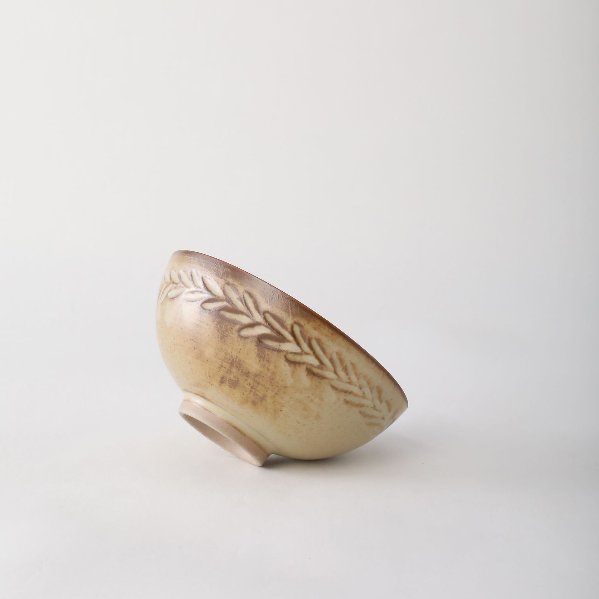 Tazón de impresión de montaña y río φ 12.4cm * H5.7cm Tazón de arroz nórdico moderno y simple Tazón de arroz de cerámica alemana lote