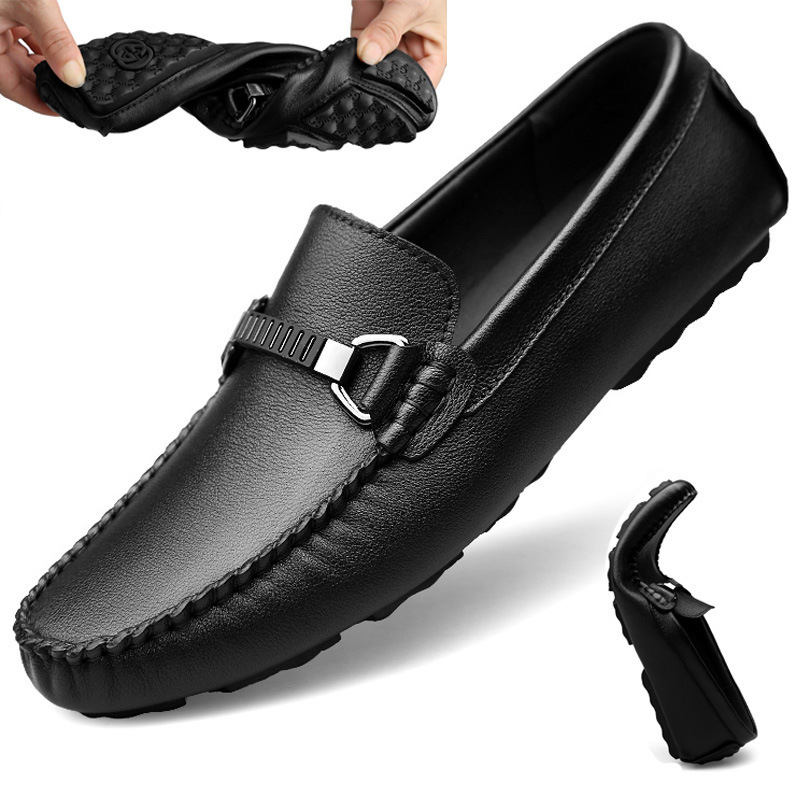 Summer 2021 New Soft-Soled Breathable Beanie Shoes for Men, Korean Style Trendyy Business Casual Leather Shoes, Slip-On Slip-Ons Summer 2021 New Soft-Soled Breathable Beanie Shoes for Men, Korean Style Trendyy Business Casual Leather Shoes, Slip-On Slip-Ons