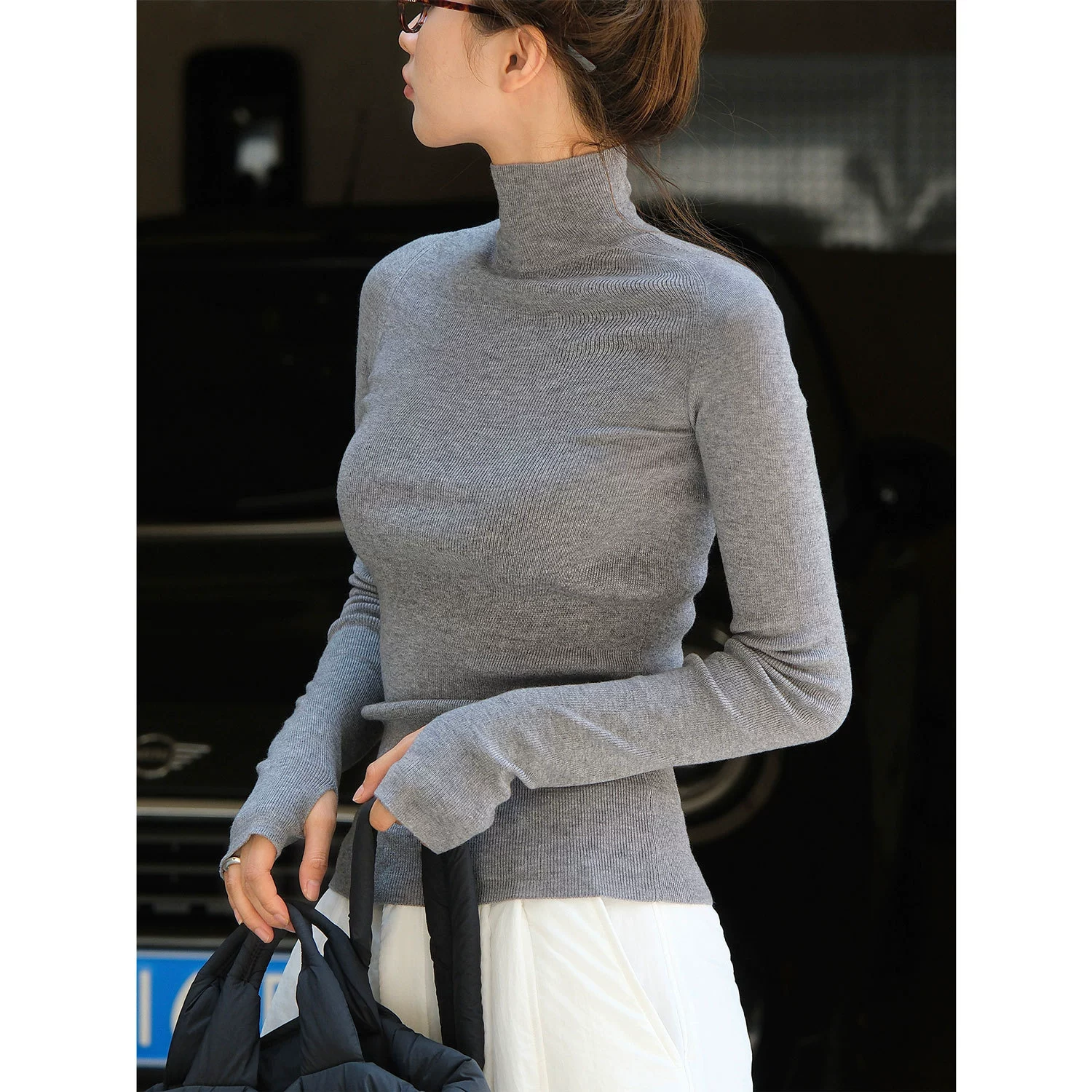 Лу Фу осенний и зимний новый корейский простой шерстяной трикотаж