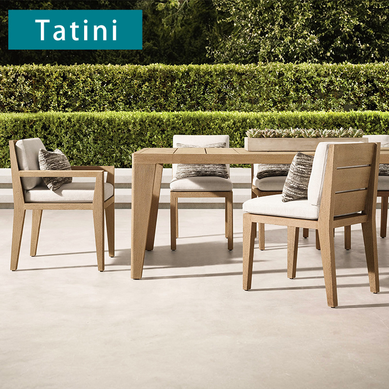 Villa patio al aire libre mesa y silla combinada balcón jardín hotel todo el tiempo muebles de madera impermeables de aleación de aluminio