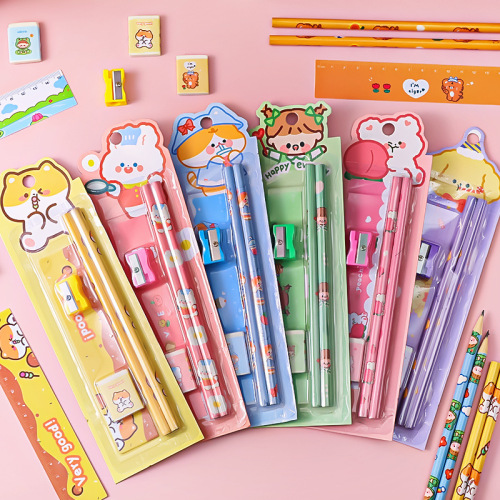 Children's Pencil Stationery Set 5-piece Primary School Supplies Activity Prizes Kindergarten Activity Gifts