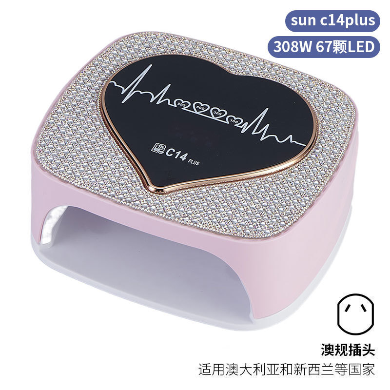 Lámpara de manicura inteligente de alta gama de luz de terapia de diamante 256W de alta potencia de pegamento de vinilo lámpara de horneado de dos manos secador de uñas transfronterizas