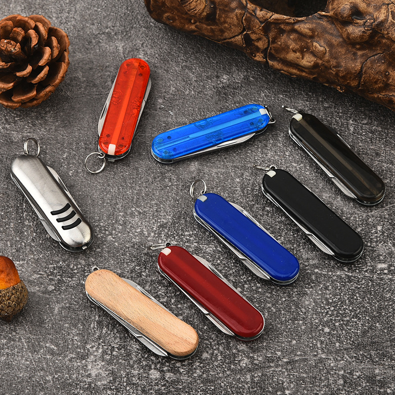 不锈钢多功能刀户外随身工具瑞士三开小刀折叠刀具迷你便携小刀具