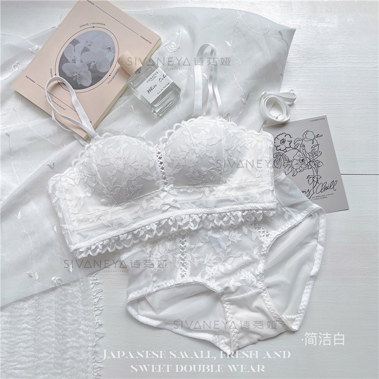 Otoño y el invierno nuevo romántico francés ropa interior de las mujeres encaje Palma taza pequeño pecho push up soporte superior transpirable cómodo traje sujetador