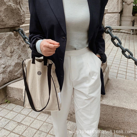 South Korea ins new canvas handbag designer shoulder Women's bag artistic tote bag commuter shopping bag