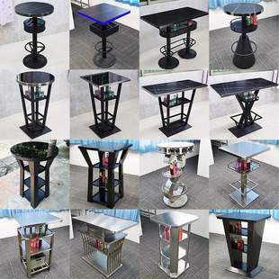 Bar Table and Chair Combination Retro Simple High Rectangular Table Round Table