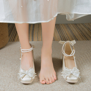 Internet Celebrant Ladies Stiletto Heel Chanel Style Single-layer Shoes 2024 Summer New Casual All-match Niche Design High-heeled Shoes