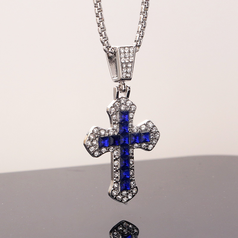 Multicolor Cross-Blue/Square Pearl Chain 60cm