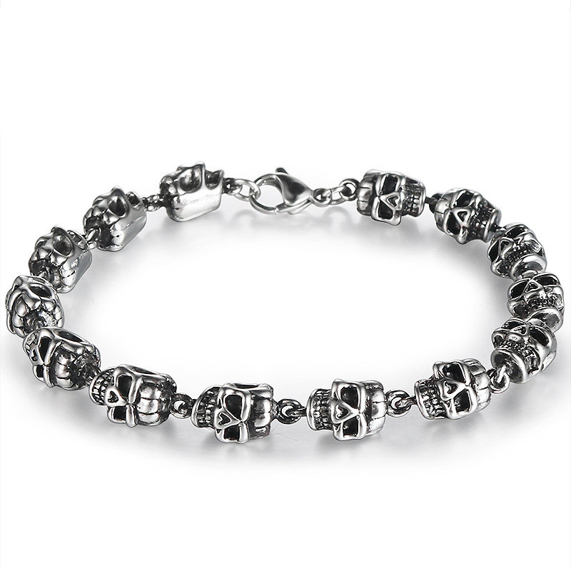 43g Weight Bracelets Classification Men'S Hip-Hop Rock Punk Bracelets Skull Alloy Halloween Men's Chain Bracelets