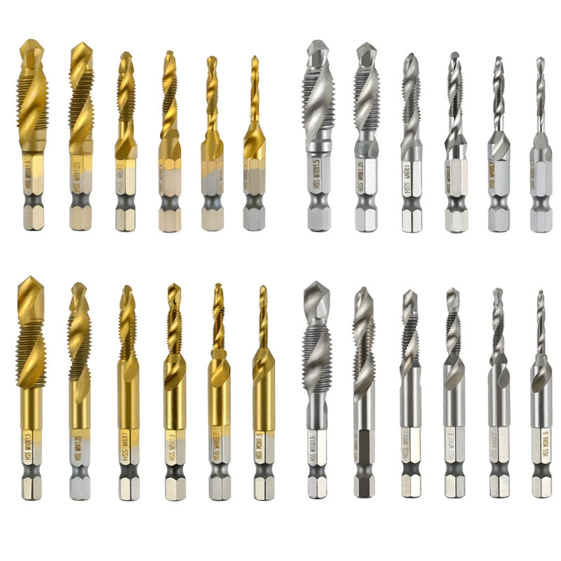 Шестигранная ручка 1/4, композитный метчик «три в одном», спиральный метчик M3-M10, сверление и нарезание резьбы, интегрированная спиральная машина для снятия фаски