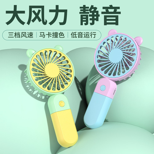 2024 Amazon cross-border handheld USB small fan, cute and portable, can stand on the desktop, student fashion model