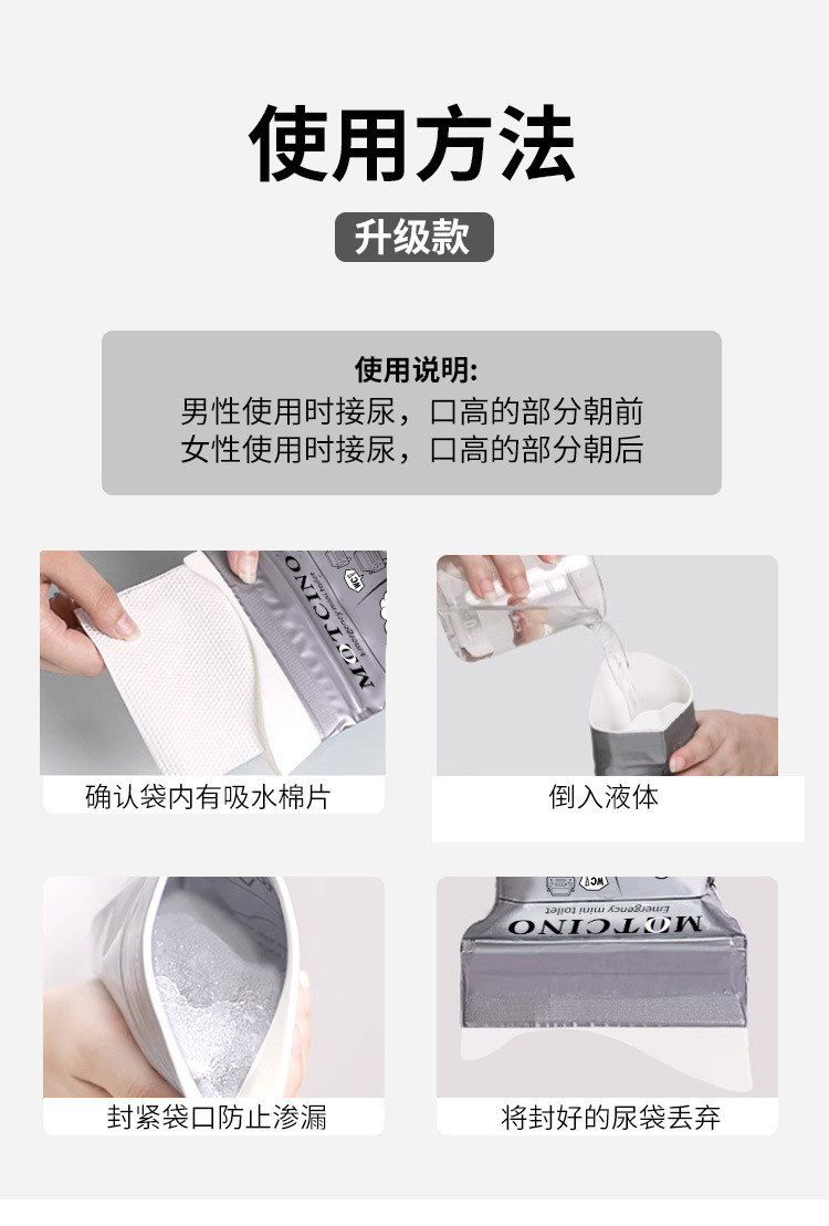 Emergency Urine Bag Disposable Urinal Artifact Urinal for Women on the Car Urinal Car Toilet for Men on Long-Distance Urine Collection