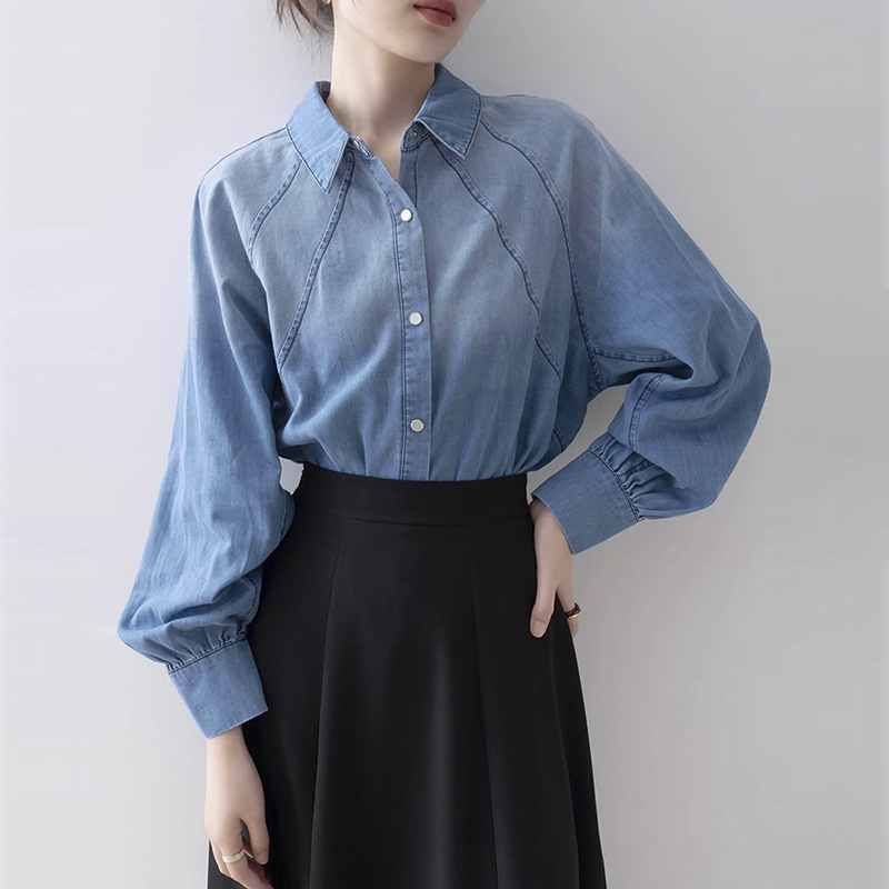 AS591设计感上衣外套牛仔衬衫纸样女装新款插肩衬衣打版