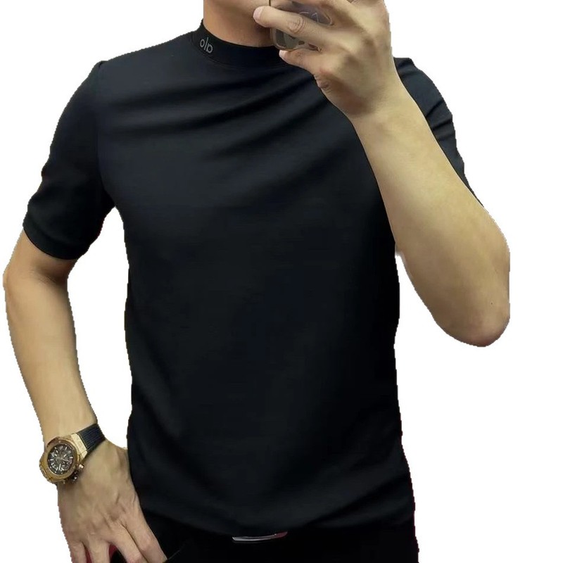 秋季时尚潮流个性痞帅高级感短袖简约男士舒适纯色轻奢休闲T恤|undefined
