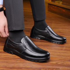 皮鞋男冬季真皮休閒中年人男鞋子男士加絨保暖軟皮軟底爸爸二棉鞋