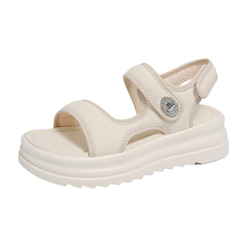 Sandallas de velcro de fondo grueso para mujeres 2026 verano nuevo muffin playa zapatos de mujer romanos sandalias de moda de dedos desnudos