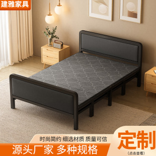 Customizable Foldable Single Bed Metal Portable Double Bed for Lunch Break Nap Iron Frame Hard Board Bed Reinforced Folding Bed