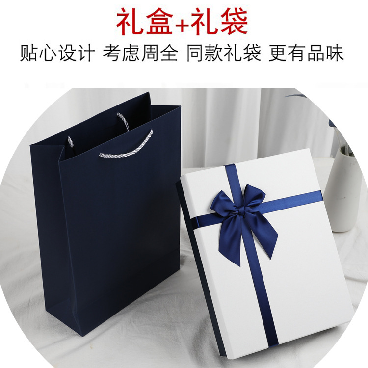 礼盒现货长方形生日白蓝色礼物盒子包装盒商务蝴蝶结天地盖礼品盒详情10