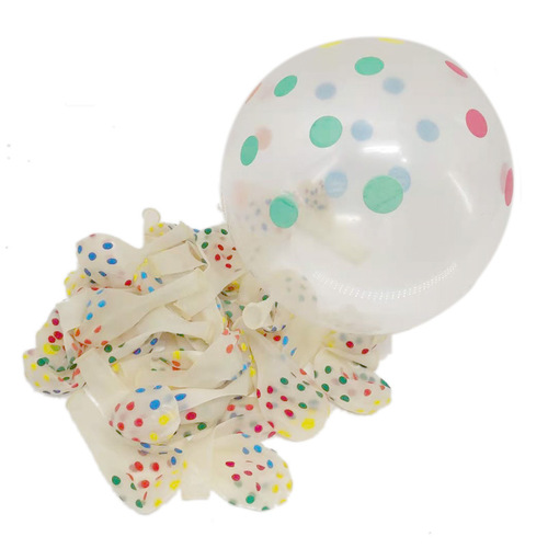 12-inch 2.8g transparent printed colorful dot balloons for wedding and birthday parties, circular dot balloons for weddings