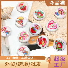 跨境时尚亚克力串珠轻奢简约圆形扁珠新款卡通印刷散珠饰品配件