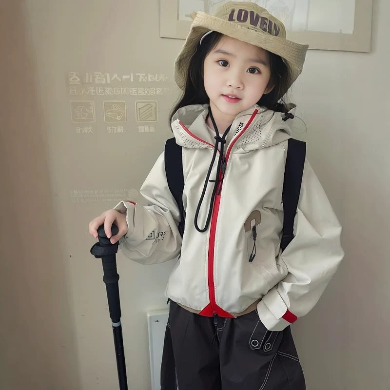 Детская водонепроницаемая куртка для девочек, осенняя, уличная, в корейском стиле, модная повседневная верхняя одежда для весны и осени