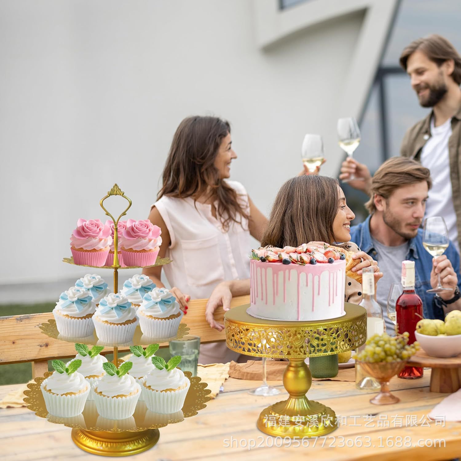 Creativo estilo europeo oro hueco estante de pastel de boda props mesa de postres decoración de postres tienda de postres refrigerio combinación de estante de pastel