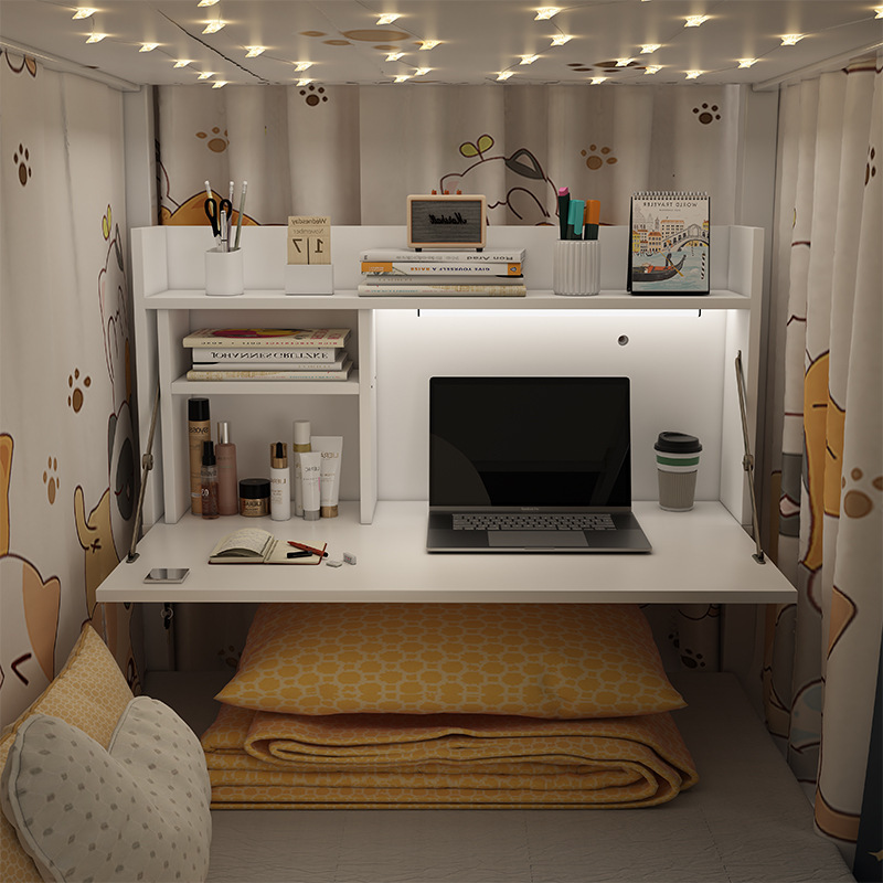 Bed Desk for College Students, Dormitory Laptop Table, Dormitory Bunk Bed Suspended Foldable Lazy Desk