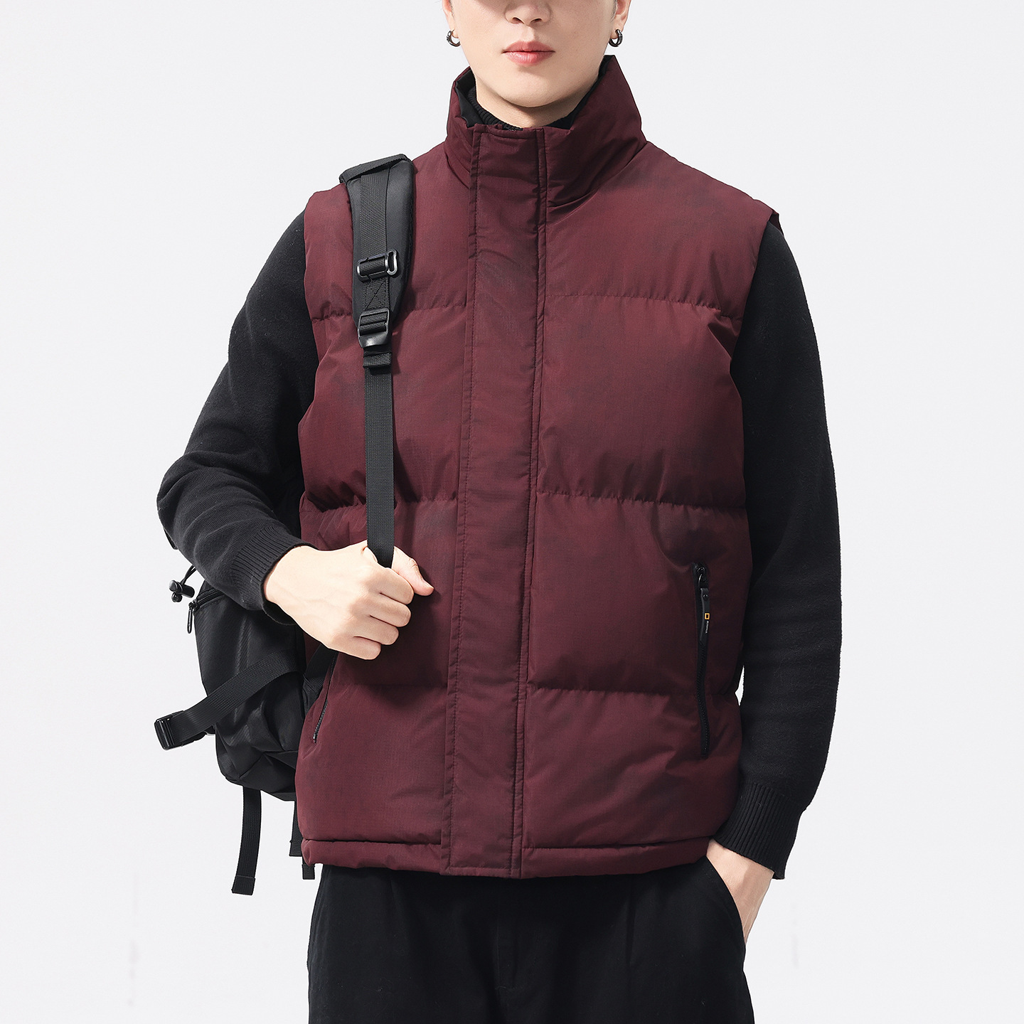 Unisex Autumn/Winter New Style Cotton Vest for Men, Sleeveless, Stand Collar, Casual, Warm Jacket