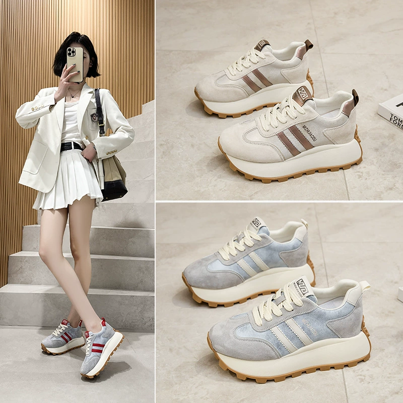 Внутренняя толстая подошва ретро папочка обувь женская весна 2025 новая спортивная обувь повседневная обувь немецкое обучение обувь