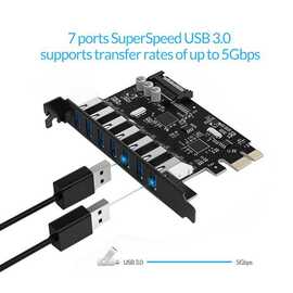 1个 图片色 ABS USB3.0扩展卡台式电脑PCI-E扩展卡一拖七机箱扩展