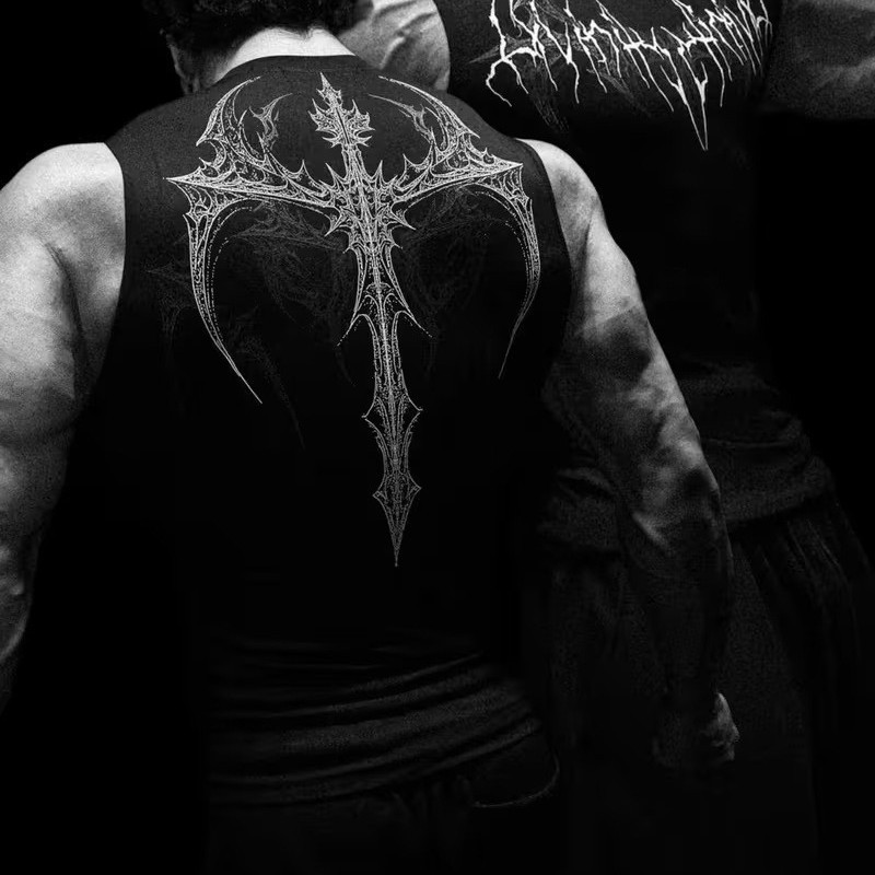Breathedivinity 2026 Men's Sports Fitness Vest Printed Quick-Drying Tight-Fitting Sleeveless Vest