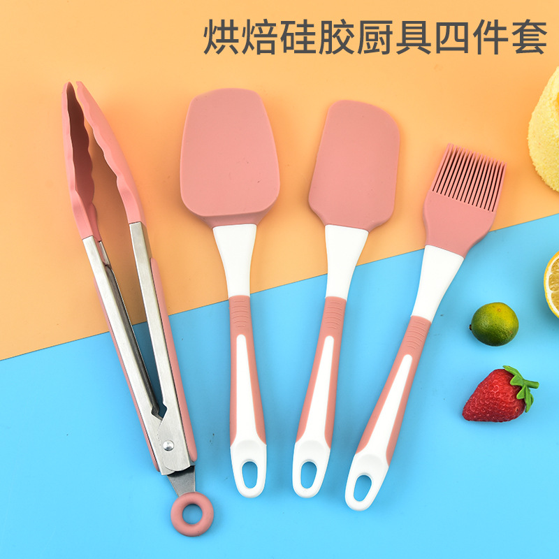硅胶厨具4件套奶油刮刀4件套亚马逊烘焙工具抹刀油刷刮刀套装|ms