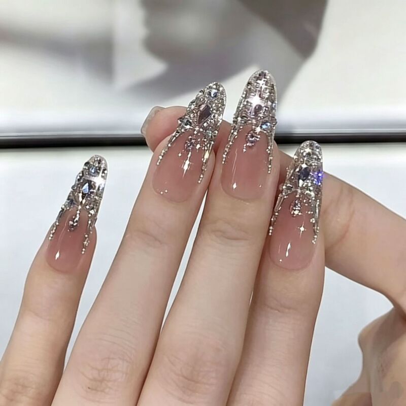 【Moonlight Starlight】Purely Handmade Wearable Nails in Nude Pink, High-End Feel, 10-Piece Set