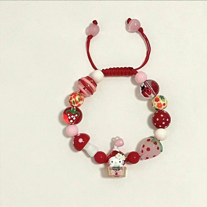 Fashion Cartoon Cute KT Cat Bracelet Little Red Book Beaded Pull Hand Rope Sweet Handmade Woven Hand Jewelry Fashion Cartoon Cute KT Cat Bracelet Little Red Book Beaded Pull Hand Rope Sweet Handmade Woven Hand Jewelry
