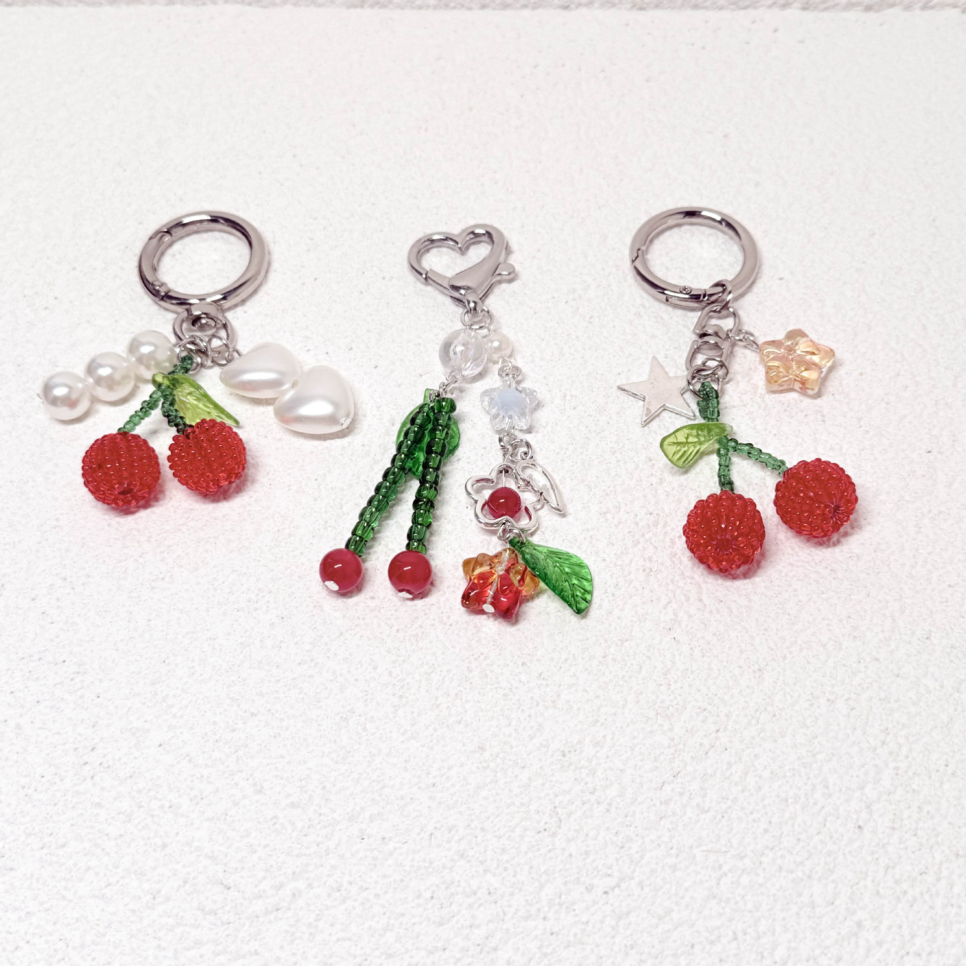 Cute Alloy Resin Star Cherry Unisex Bag Pendant Keychain display picture 5