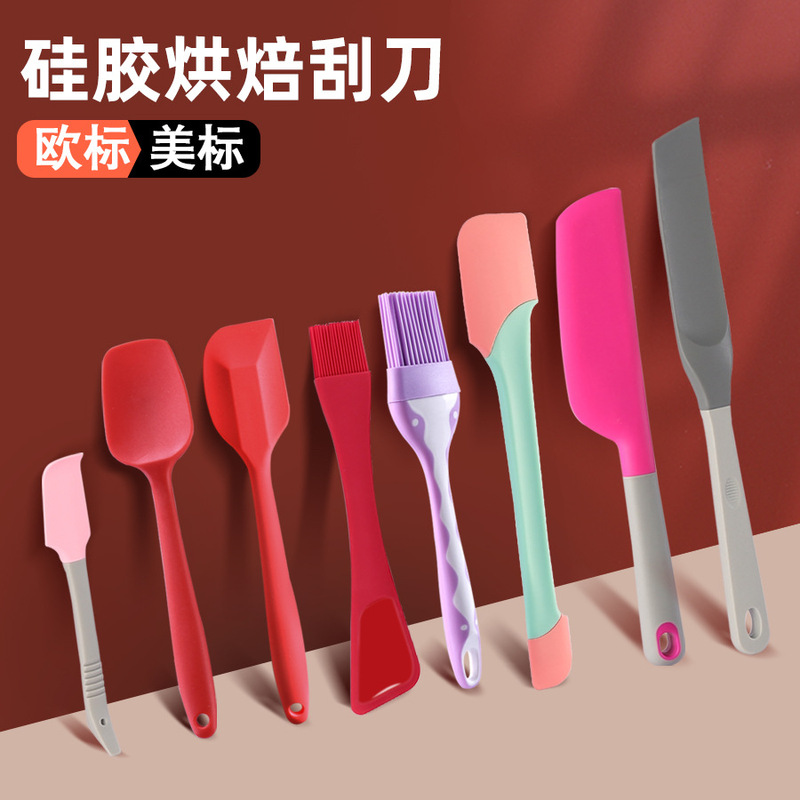 Amazon big small size integrated silicone scraper butter cream mixing knife baking tool cake spatula wholesale