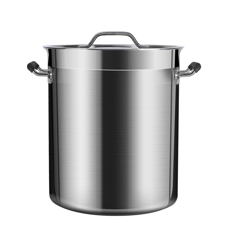 Cubo de sopa engrosada de acero inoxidable grado alimenticio estofado olla de carne olla de salmuera olla de agua hirviendo de gran tamaño para el hogar con tapa olla de sopa comercial