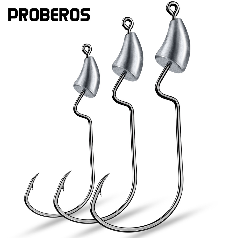 小号根钓钩原铅曲柄铅头钩 1.75g 2.5g 3.5g软虫钩有倒刺路亚鱼钩