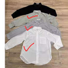 【欧凡】韩系气质设通勤纯色衬衫女2024夏季宽松簿外套1588