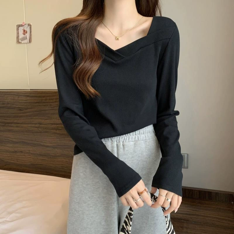 Демисезонная Lace белая водолазка, кардиган, укороченный свитер, slim fit, V-образный вырез