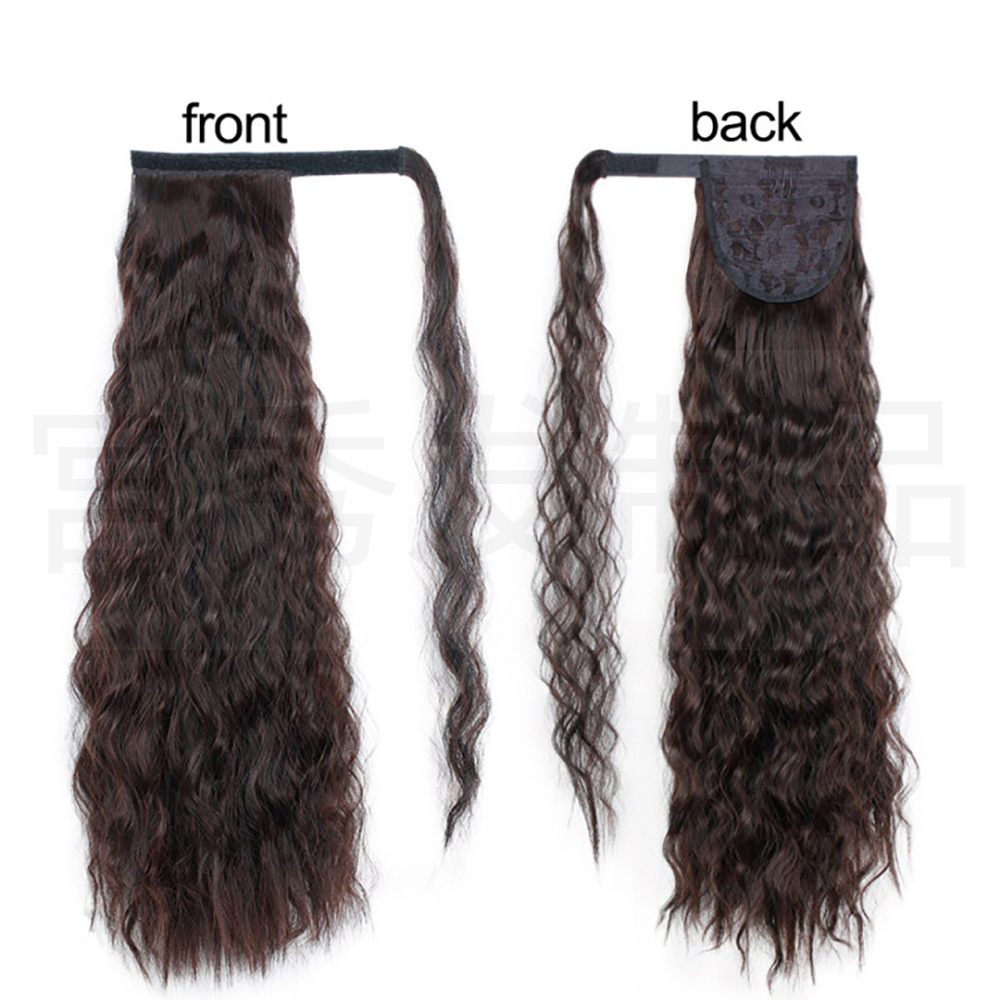 Wig European And American Long Curly Hair Invisible Velcro Hair Extension Fluffy Corn Perm Hair Wool Curly Ponytail Wig