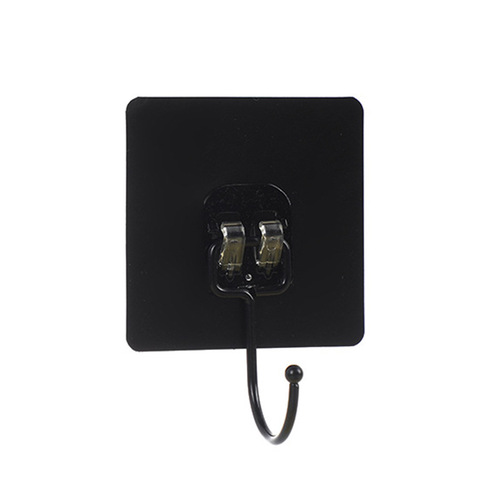 New fashionable pure black large hook no punching solid color strong adhesive clothes hook home kitchen bathroom hook