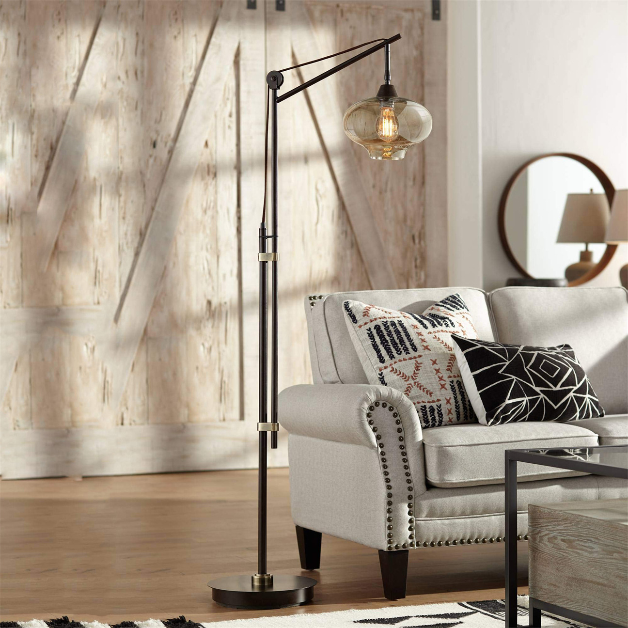 Bronze glass adjustable antique floor lamp for living room