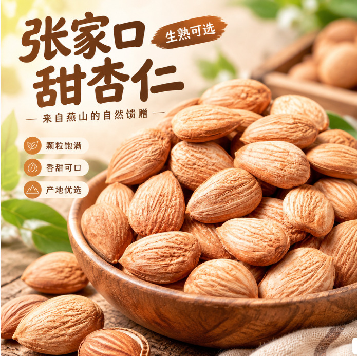 New raw almonds with skin, Zhangjiakou specialty, original sweet almond nuts, bulk 500g, cooked almonds wholesale and delivery New raw almonds with skin, Zhangjiakou specialty, original sweet almond nuts, bulk 500g, cooked almonds wholesale and delivery