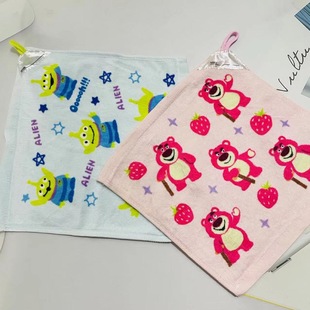 Printed square towel saliva towel cotton lanyard towel kindergarten home daily square children cartoon