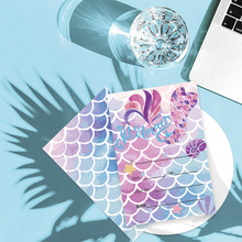 美人鱼贺卡邀请卡儿童派对鱼鳞海洋套装卡片生日祝福卡片摆件批发